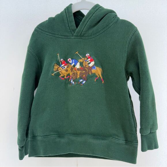 Polo Ralph Lauren 3T Kids Equestrian Triple Pony Hoodie Classic Green Sweater - Picture 15 of 16